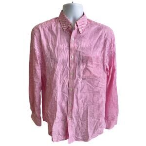 🎀 McLaughlin M Pink Gingham ButtonDown Shirt Preppy Cottagecore 90s Y2K Classic